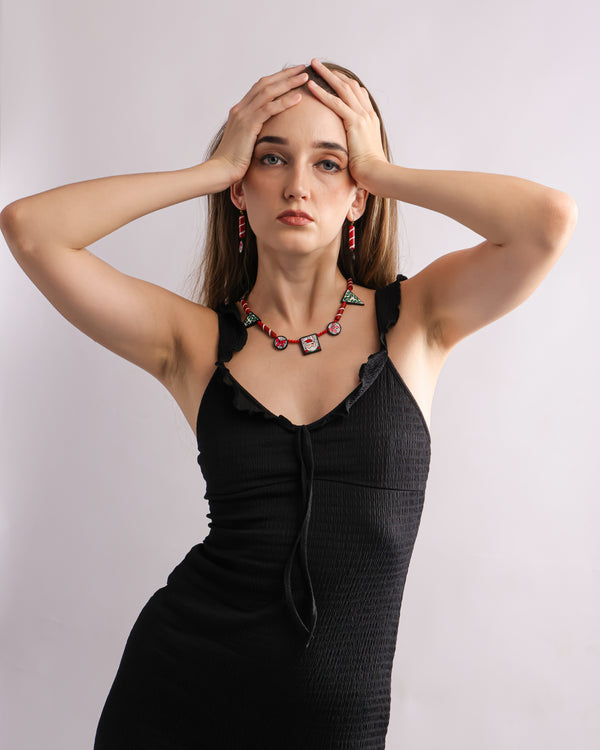 Christmas Red Terracotta Necklace Set