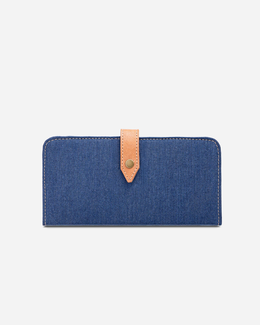 Long blue women's wallet in Sunbrella fabric and leather – view 2