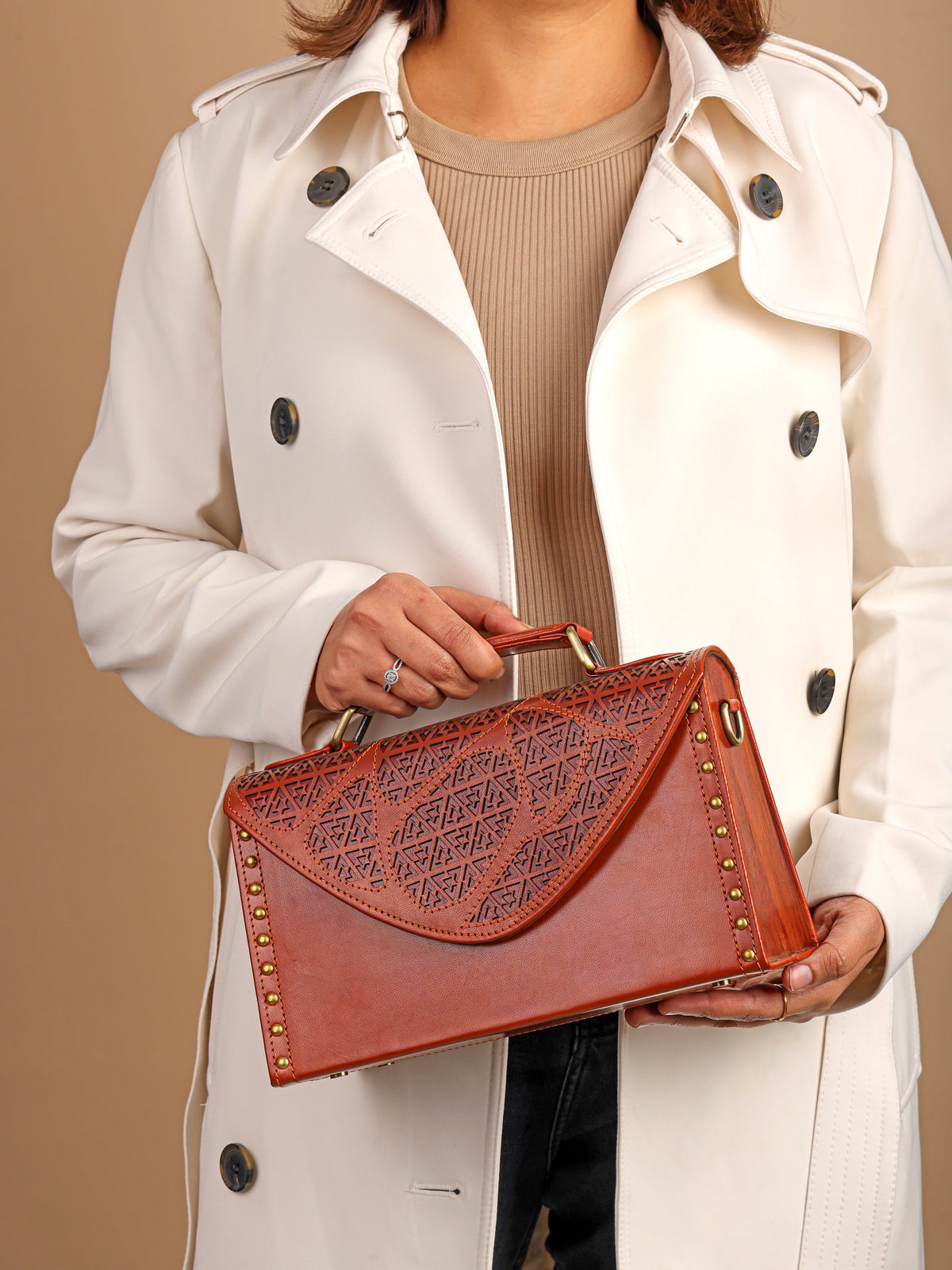 Golden Horizon Tan Crossbody Bag