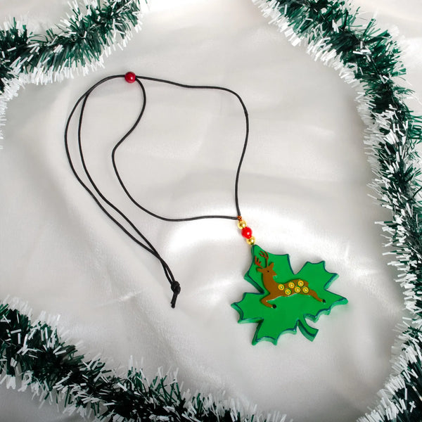 Christmas Clay Jewelry Set: Maple Leaf & Reindeer Earrings Duo