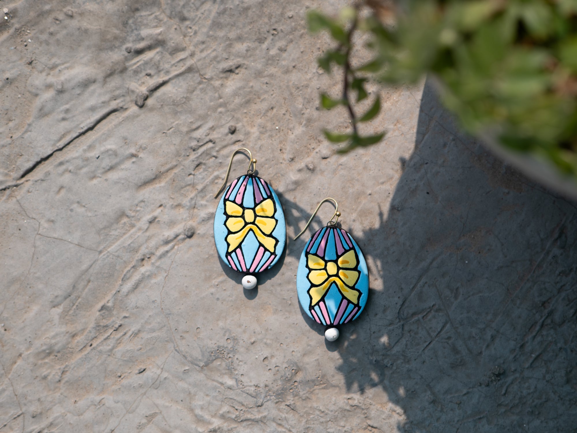 The Coquette Bow Dangles | Handmade Earthen Clay with Brass Hooks