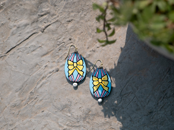 The Coquette Bow Dangles | Handmade Earthen Clay with Brass Hooks