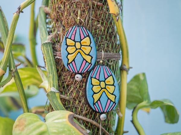 The Coquette Bow Dangles | Handmade Earthen Clay with Brass Hooks