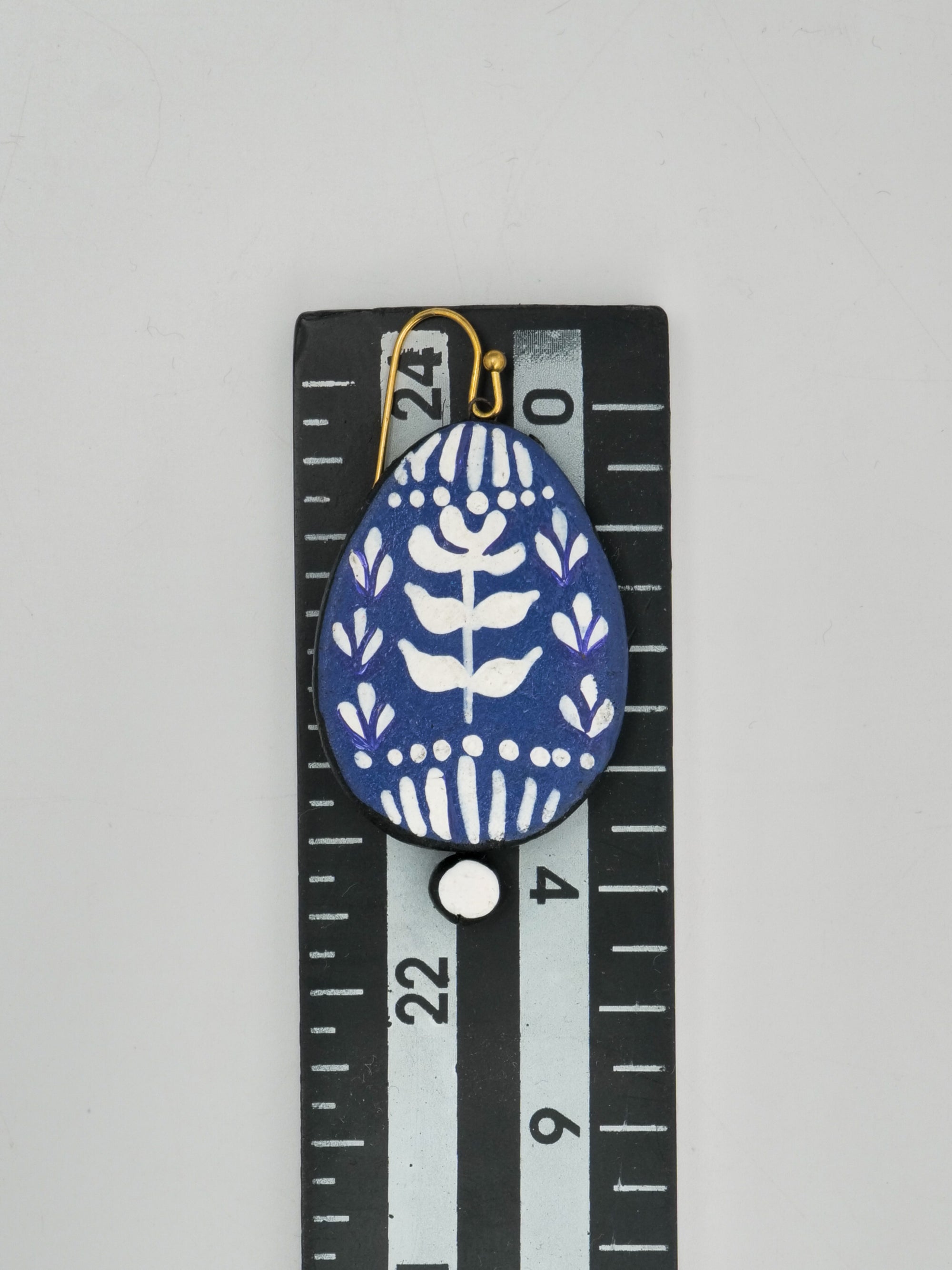 The Indigo Bloom Dangles | Handmade Earthen Clay with Brass Hooks