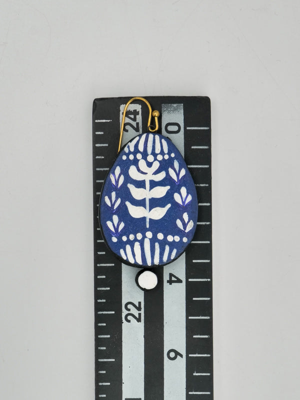 The Indigo Bloom Dangles | Handmade Earthen Clay with Brass Hooks