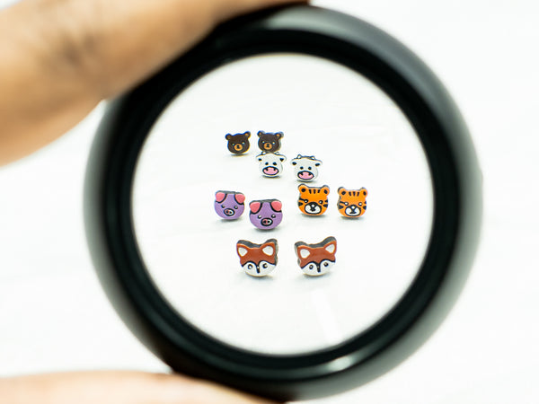 Handmade Earthen Clay Animal Stud Earrings- Fox