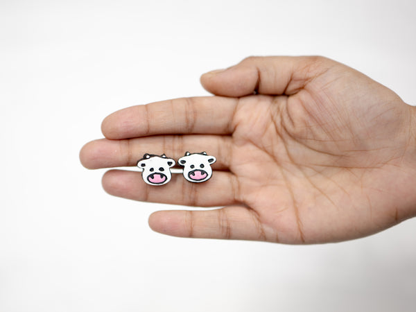 Handmade Earthen Clay Animal Stud Earrings- Cow