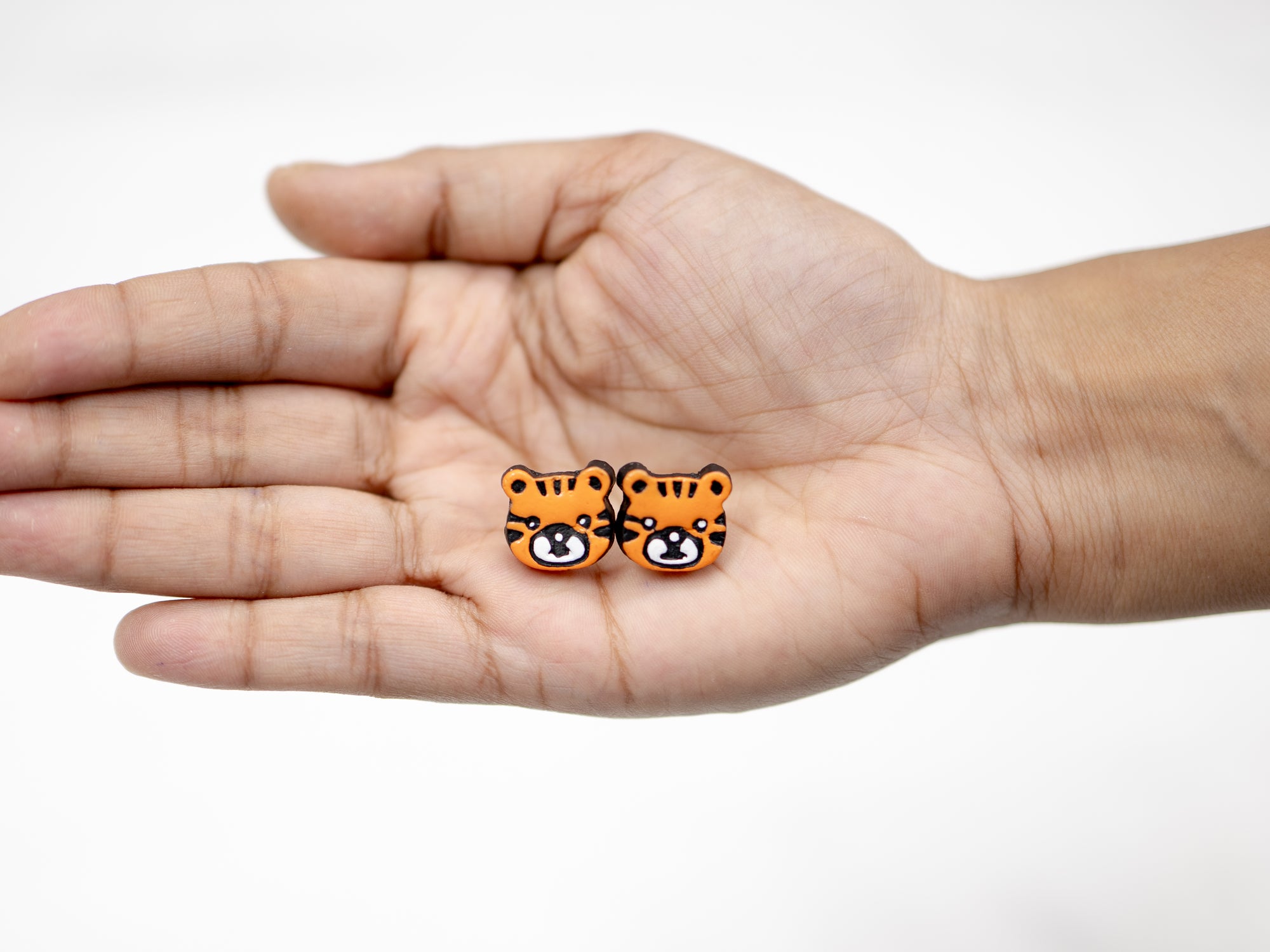 Handmade Earthen Clay Animal Stud Earrings- Lion