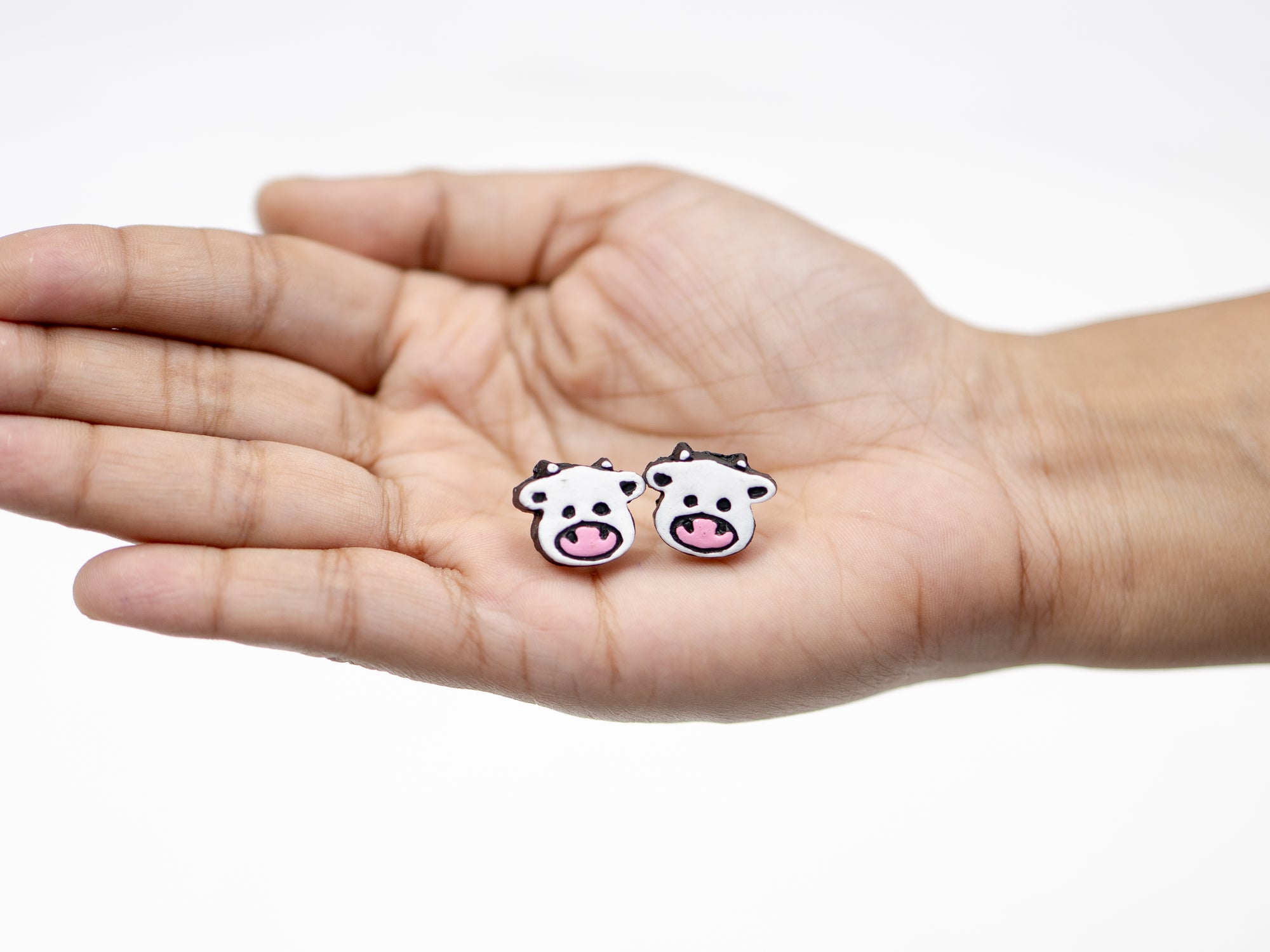 Handmade Earthen Clay Animal Stud Earrings- Cow