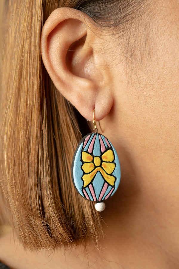 The Coquette Bow Dangles | Handmade Earthen Clay with Brass Hooks