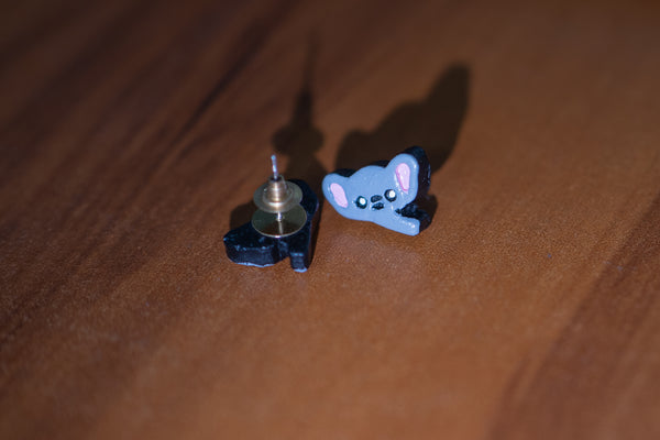 Handmade Earthen Clay Animal Stud Earrings- Elephant