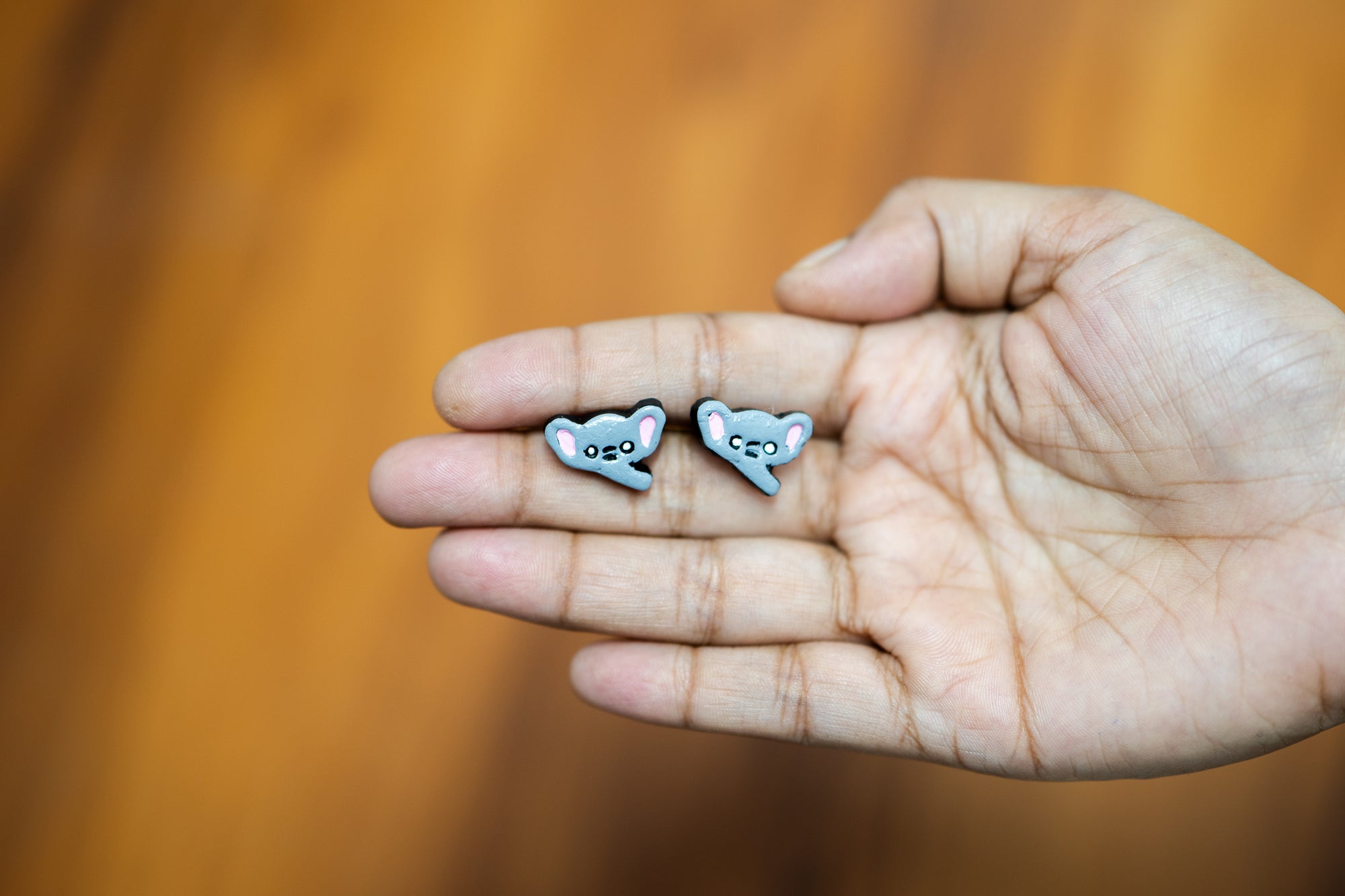 Handmade Earthen Clay Animal Stud Earrings- Elephant