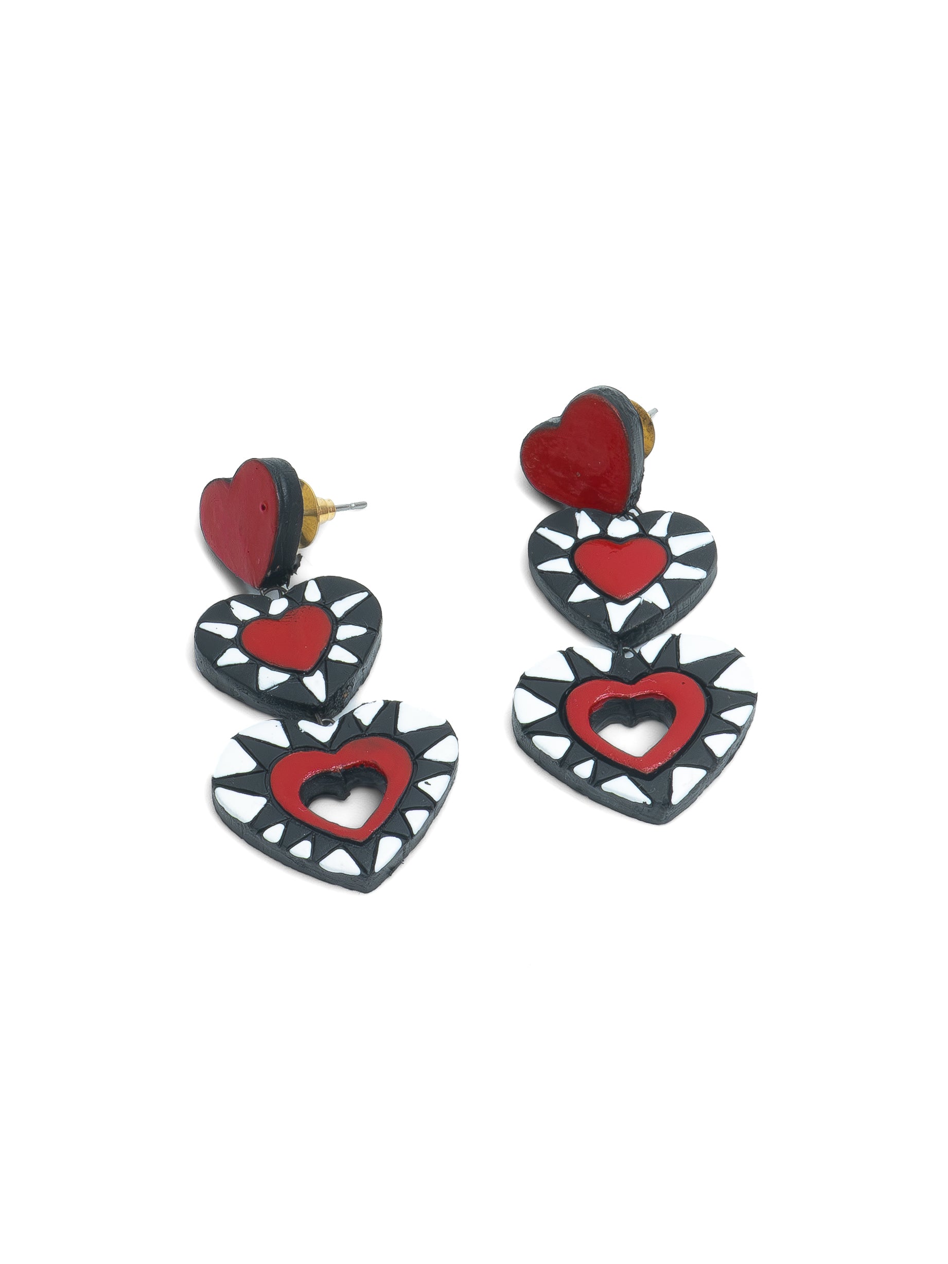 Red & black layered heart Earrings