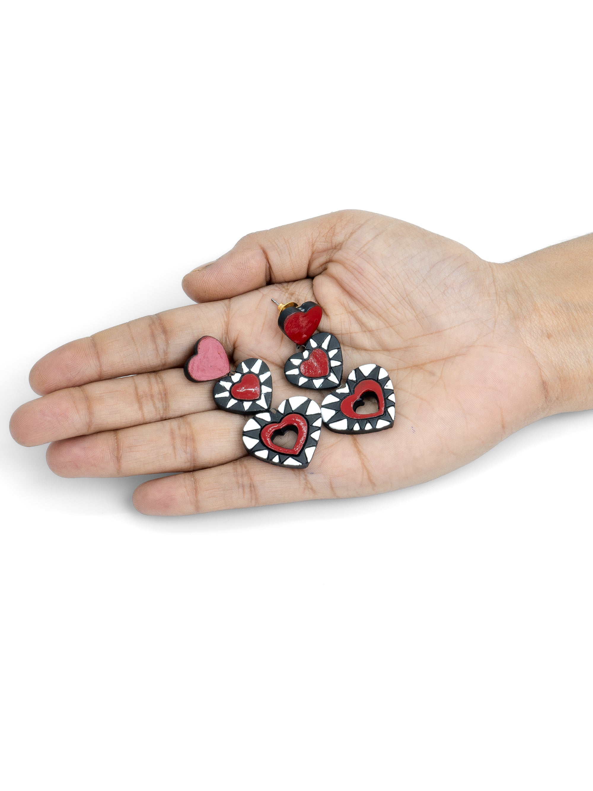 Red & black layered heart Earrings