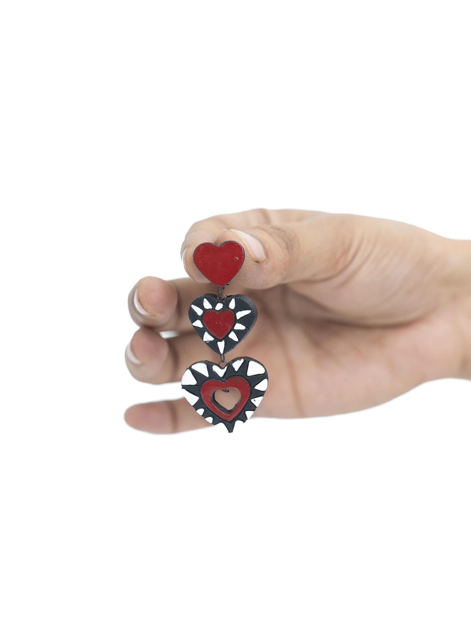 Red & black layered heart Earrings