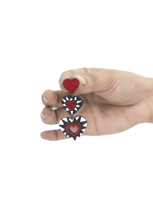 Red & black layered heart Earrings