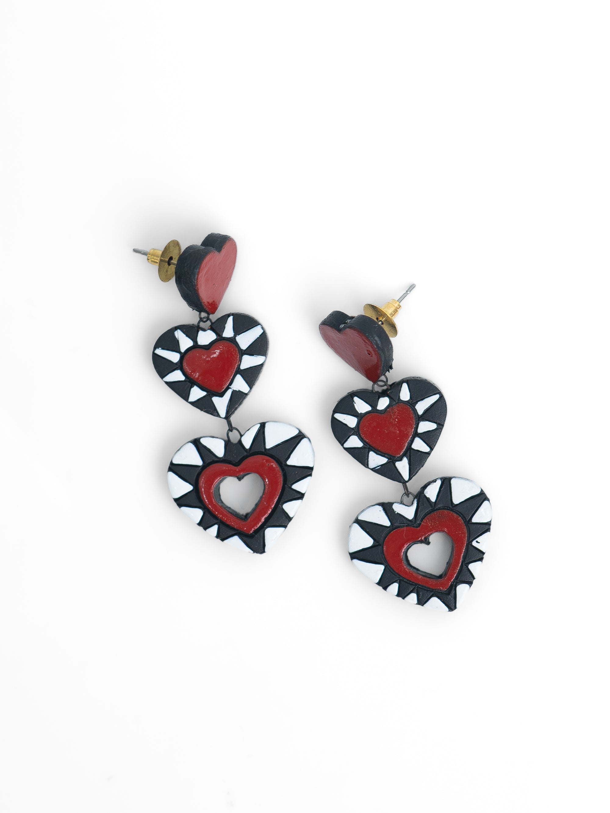 Red & black layered heart Earrings