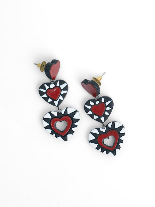 Red & black layered heart Earrings