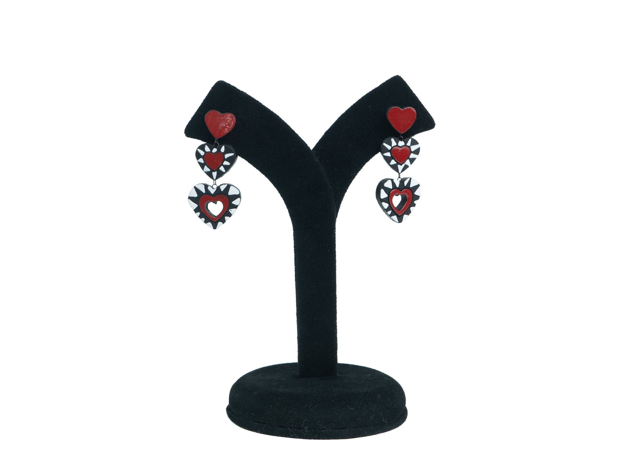 Red & black layered heart Earrings