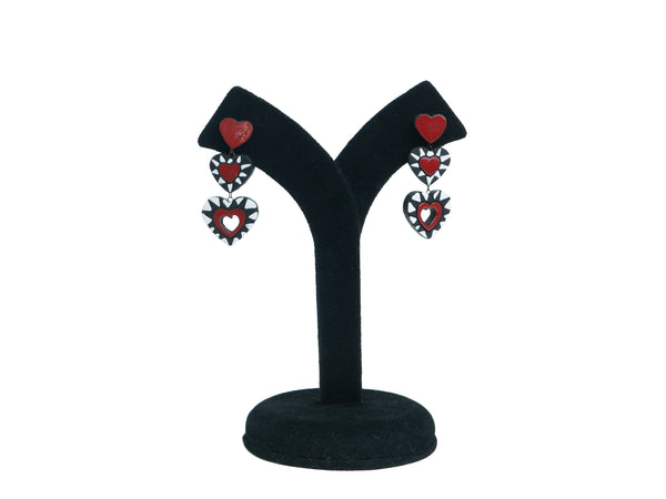 Red & black layered heart Earrings