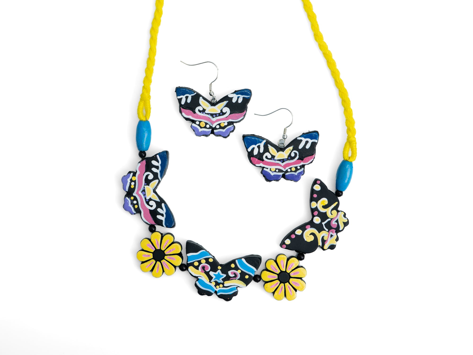 Blue Butterfly Necklace & Earrings Set