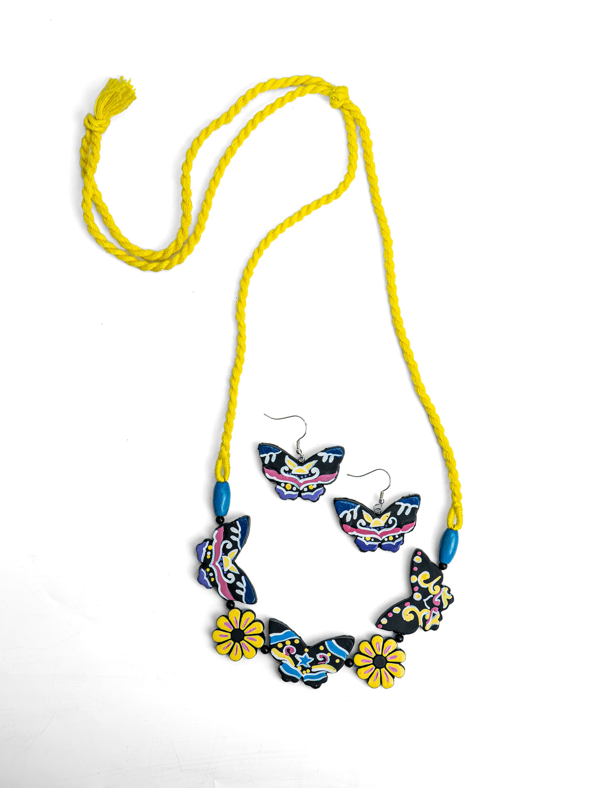 Blue Butterfly Necklace & Earrings Set