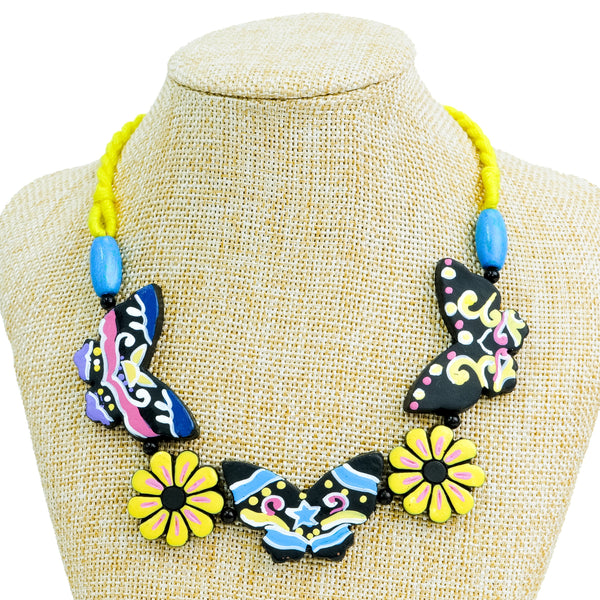 Blue Butterfly Necklace & Earrings Set