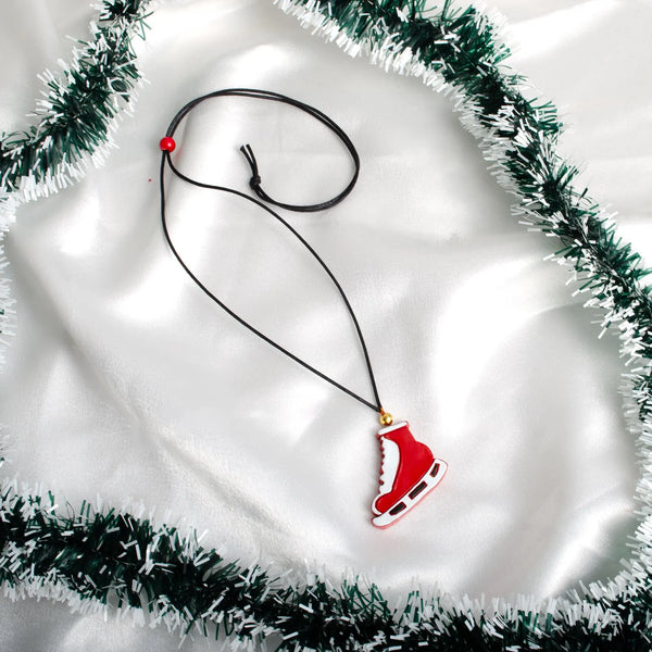 Christmas Skating Clay Jewelry Set: Earrings & Necklace