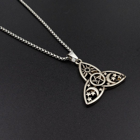 Gothic Triple Moon Necklace with Rose  Cross  Ghost Necklace  Gothic Rose Necklace Perfect Gift for Halloween