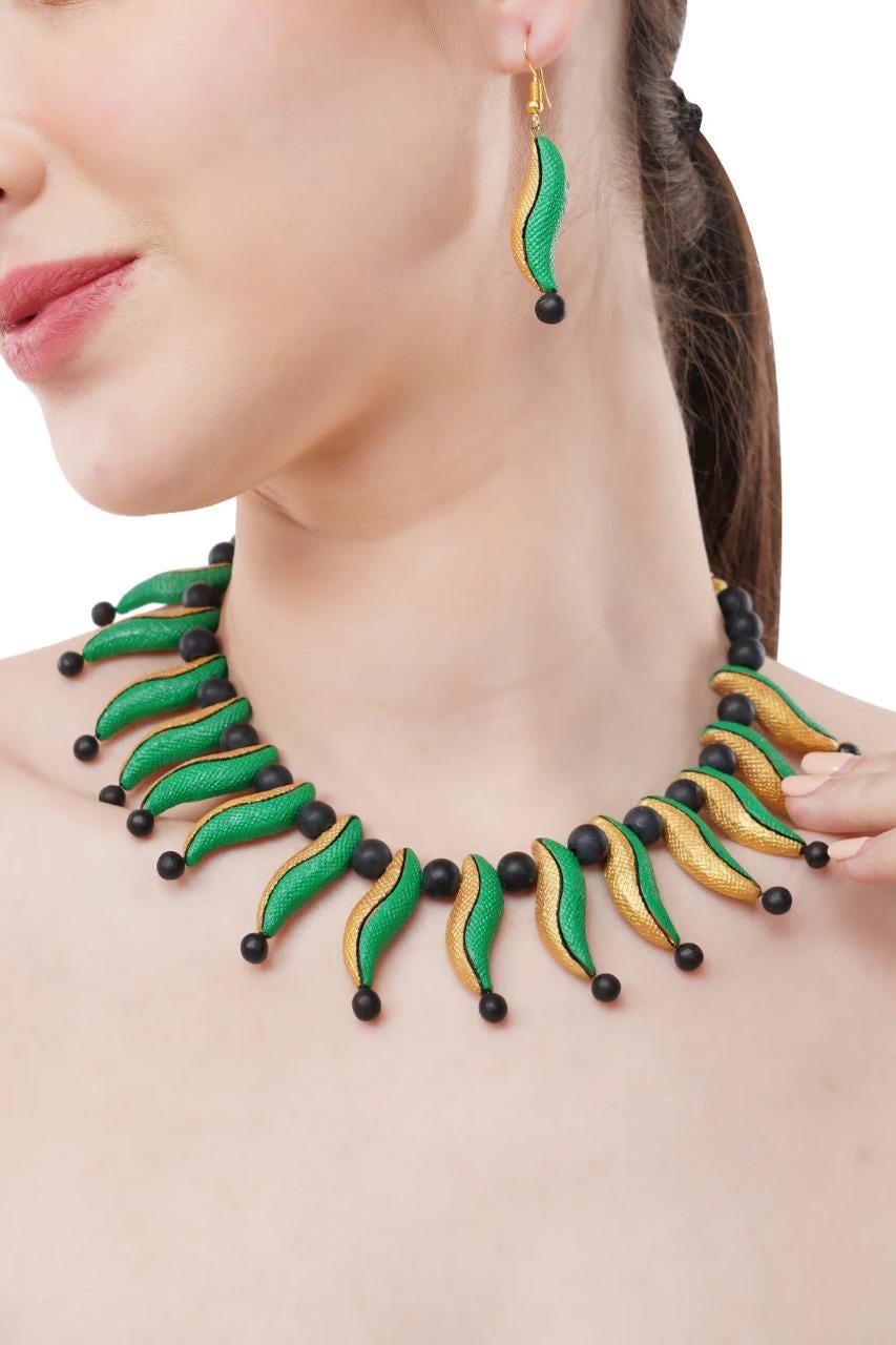 Green  Red European Chili Clay Jewelry Set  Handmade Statement Earrings  Perfect Mother#39;s Day Jewelry