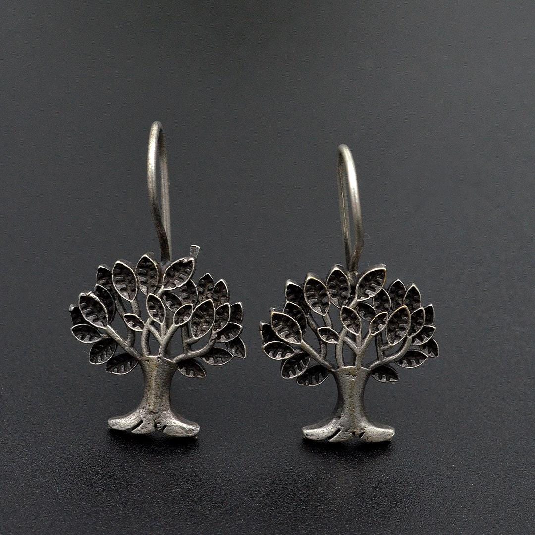 Tree of Life  Vintage Violin Earrings  German Silver with Oxidized Silver Plating  Unique Tree of Life Jewelry Perfect Gift for Her