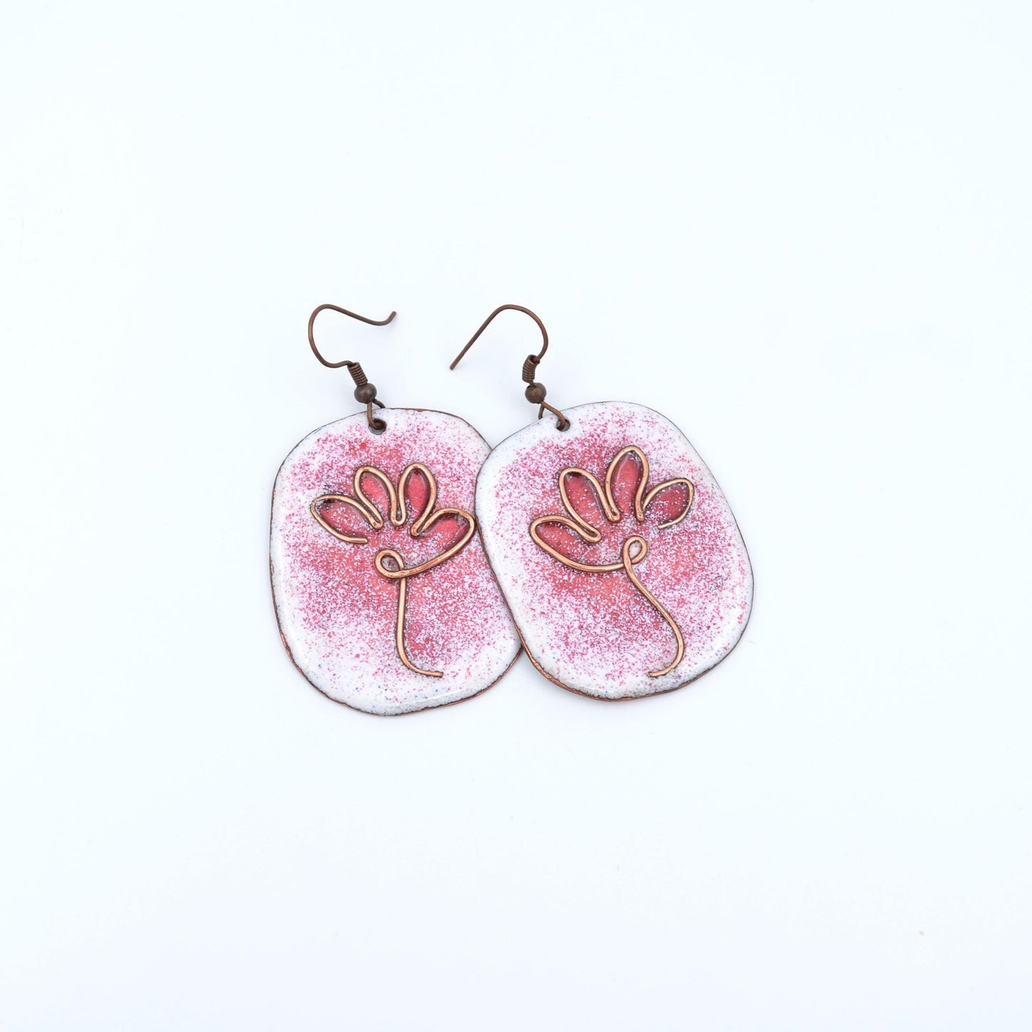 Copper Flower Design Dangle Earrings  Floral Statement Earrings  Perfect Casual Jewelry  Valentine Gift