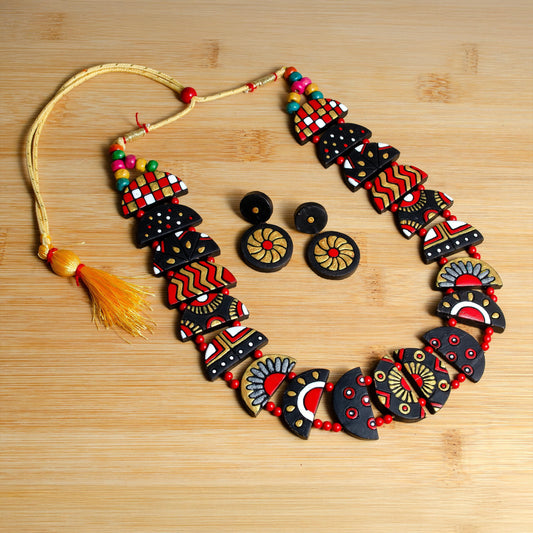 Celestial Necklace For Women Clay Earring Handmade Jewelry Set For Women Nickel Free Earing Summer Clay Necklace And Earring Set Boho
