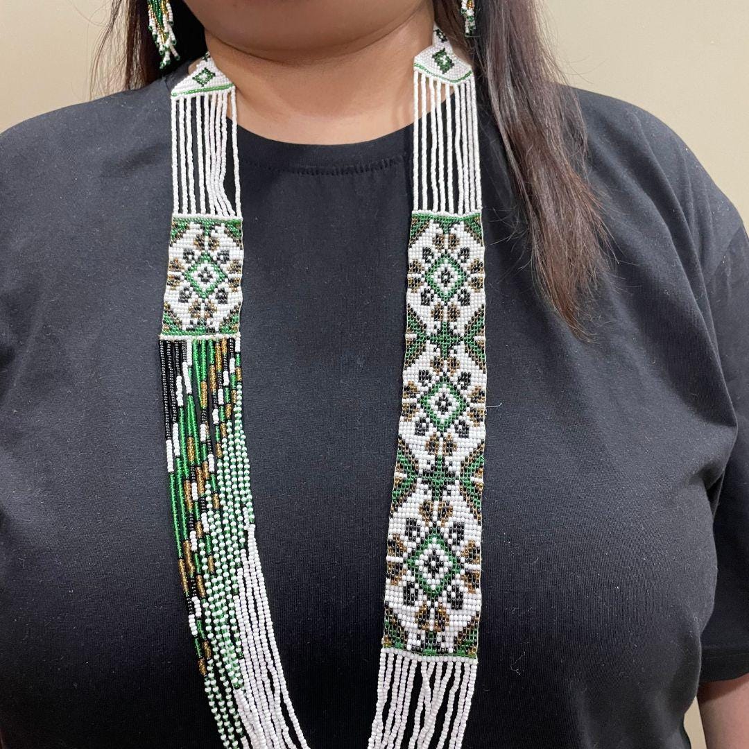 Handmade Seed Bead Necklace Green Beaded Necklace For Women Gift For Friend Birthday Unique Gift For Friend Gift Idea Women Necklace