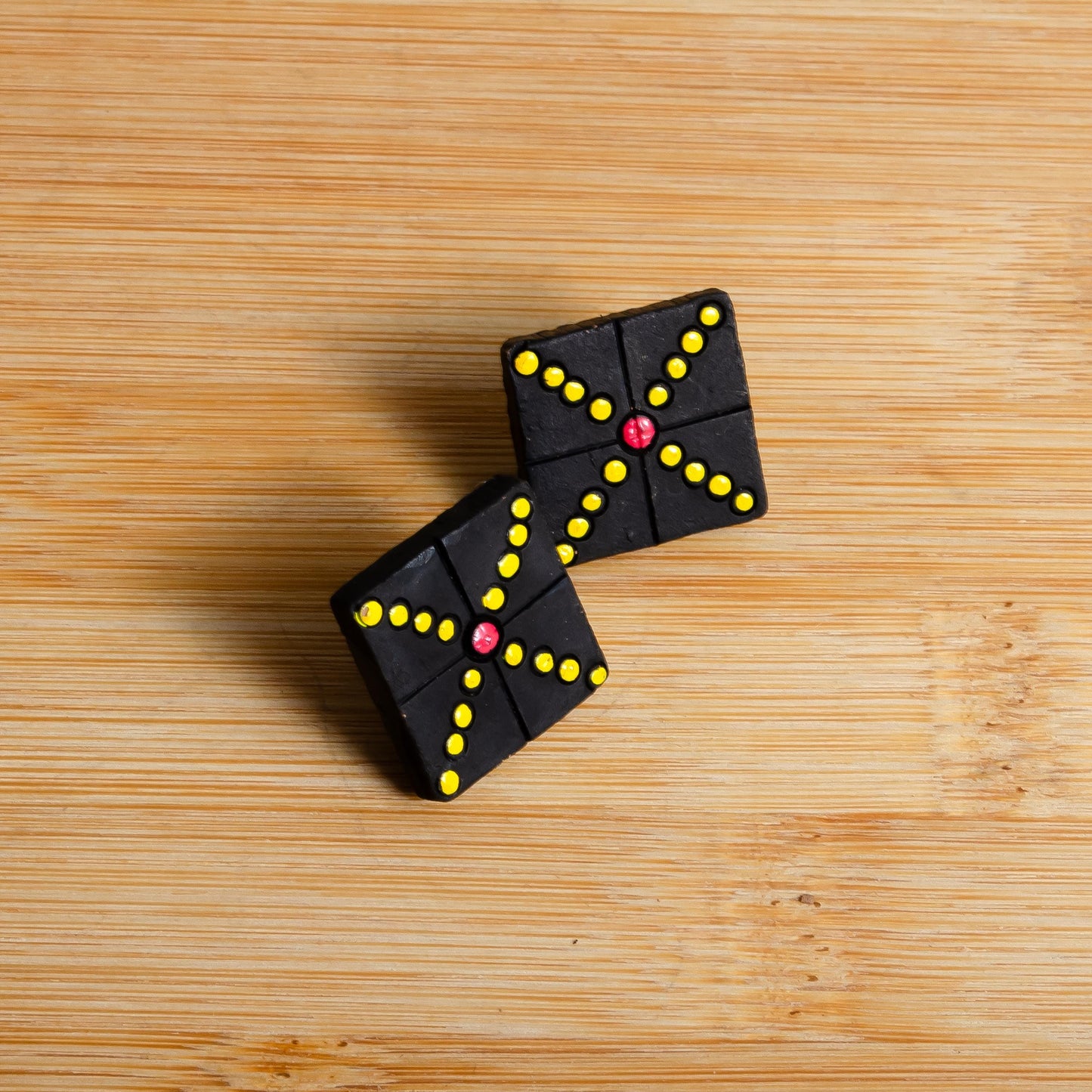 Black Clay Jewelry with Golden Dots  Geometric Design  Handmade Jewelry  Minimalist Necklace  Statement Earrings  Gifts for Her