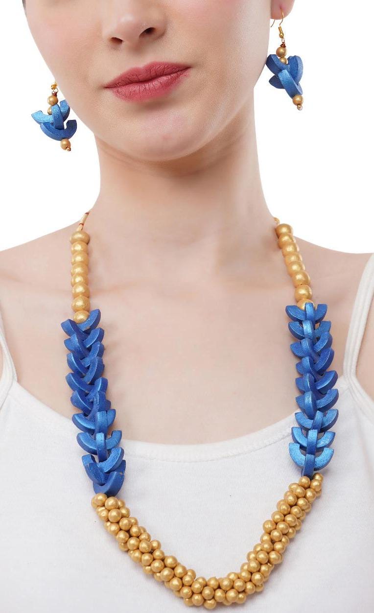 Anchor Inspired Blue Clay Jewelry Set  Handcrafted Dainty Earrings  Perfect Handmade Gift