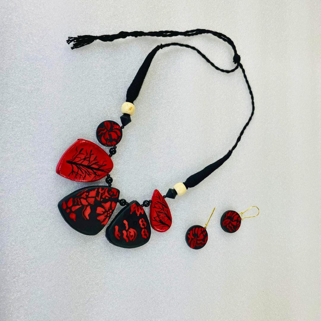 Handmade Clay Necklace And Earring Set For Women Clay Earring Flower Dangle Clay Handmade Earring Aesthetic Gift For Mom From Daughter Mom