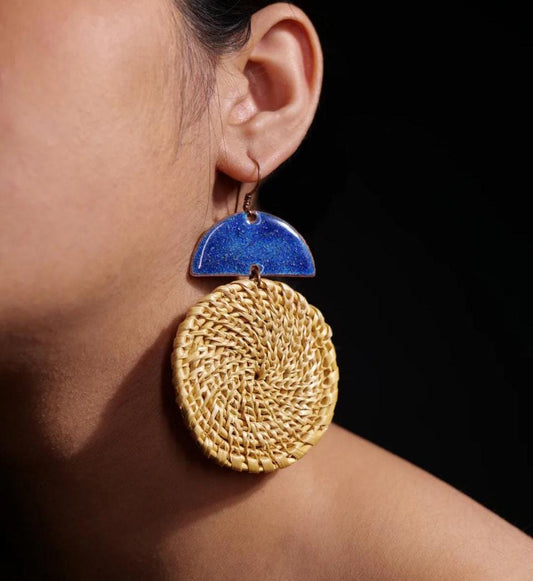 Copper Half Moon Blue Earrings  Unique Boho Dangle Earrings  Perfect Gifts for Women  Valentine Gift
