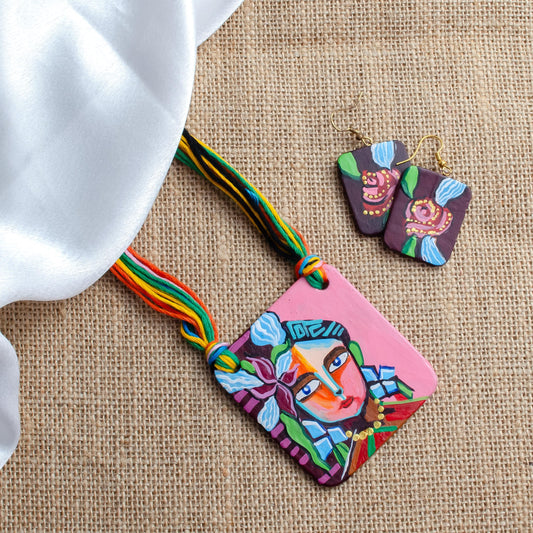 Enchanted Mystical Summer Clay Jewelry Set  Dark Forest Rose Earrings  Unique Gifts for Her