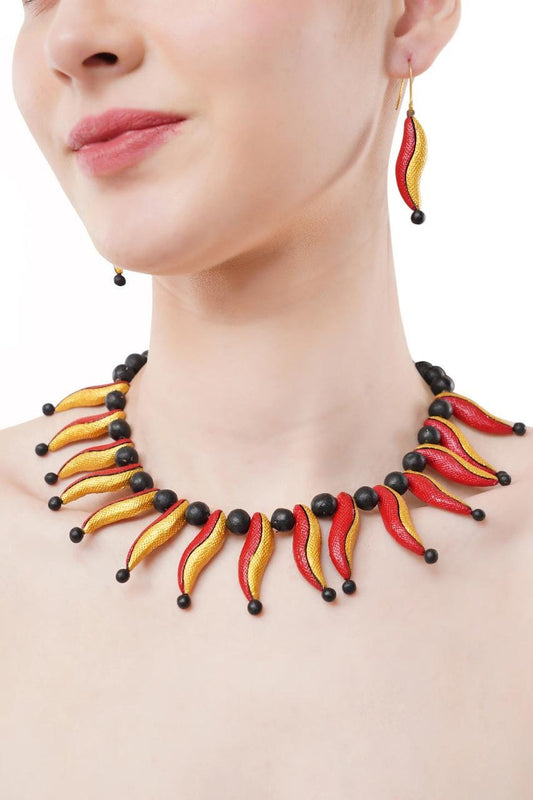 Green  Red European Chili Clay Jewelry Set  Handmade Statement Earrings  Perfect Mother#39;s Day Jewelry