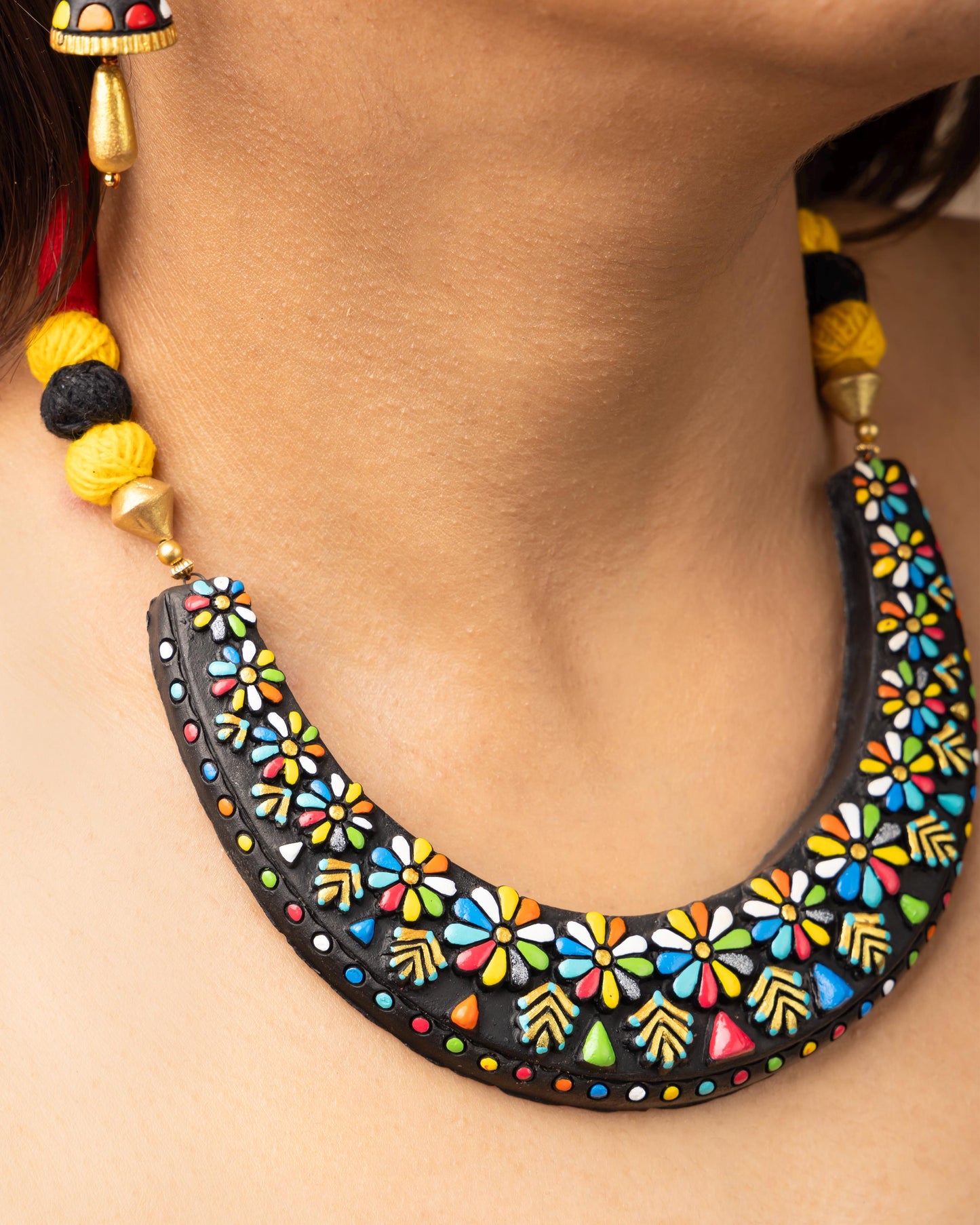 Handcrafted Clay Jewelry Set with Geometric Celestial Design  Statement Jewelry  Gifts for Her