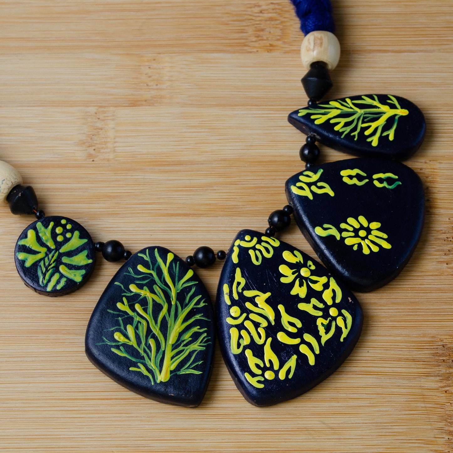 Dark Forest Blue Magical Clay Jewelry  Unique Floral Earrings  Modern Handmade Jewelry