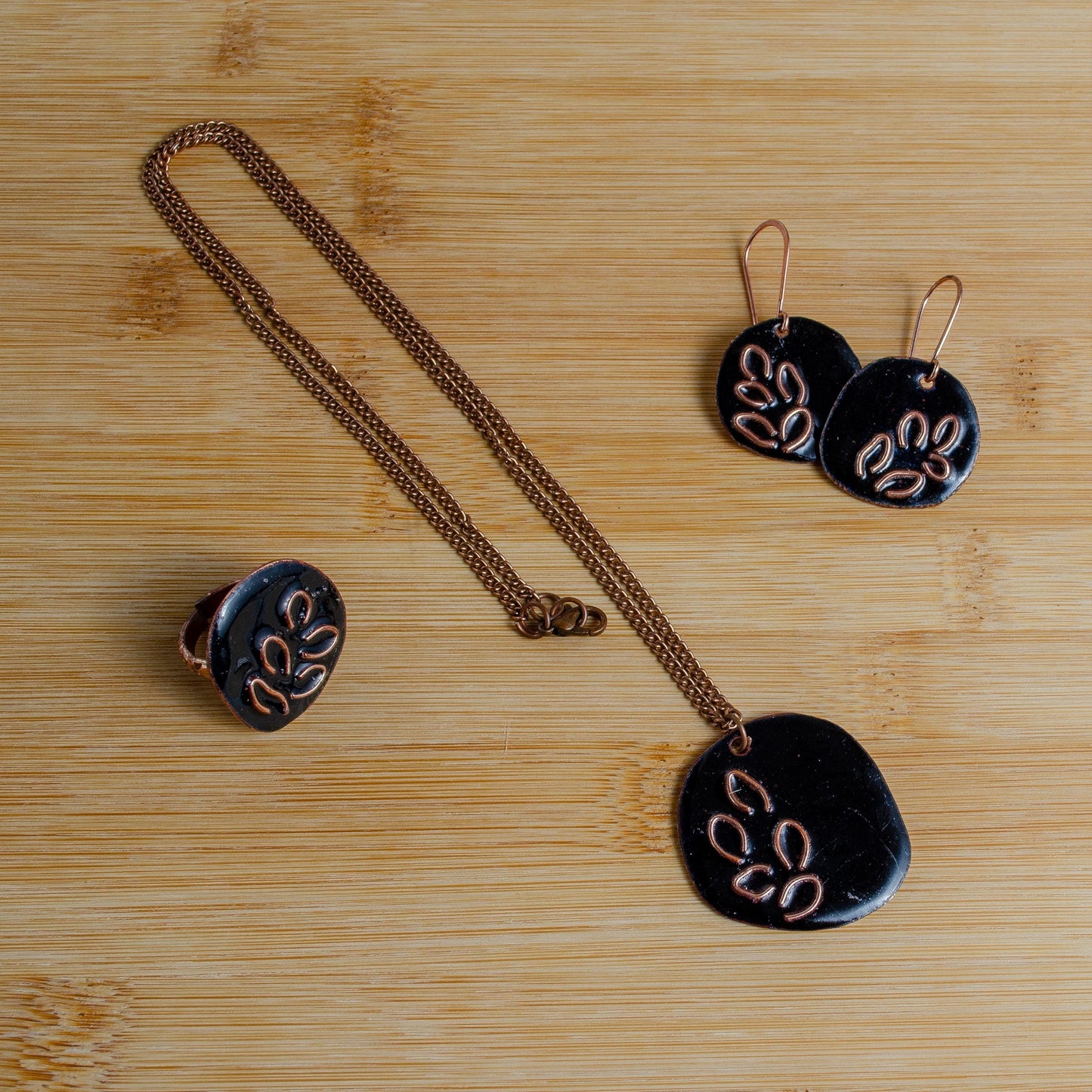 Black Copper Jewelry Set  Boho Minimalist Jewelry  Water Droplet Inspired Lightweight Earrings  Valentine Gift For Wife