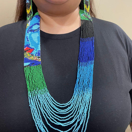 Beaded Long Necklace Statement Colorful Large Necklace For Women Boho Jewelry For Women Earring Dangle Fun Design Earring For Her Gift