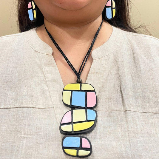 Boho Clay Jewelry Set  For Women Necklace And Earring Handmade  Unique Jewelry  For Her Gift  Inspired Jewelry For Women Earring Trending