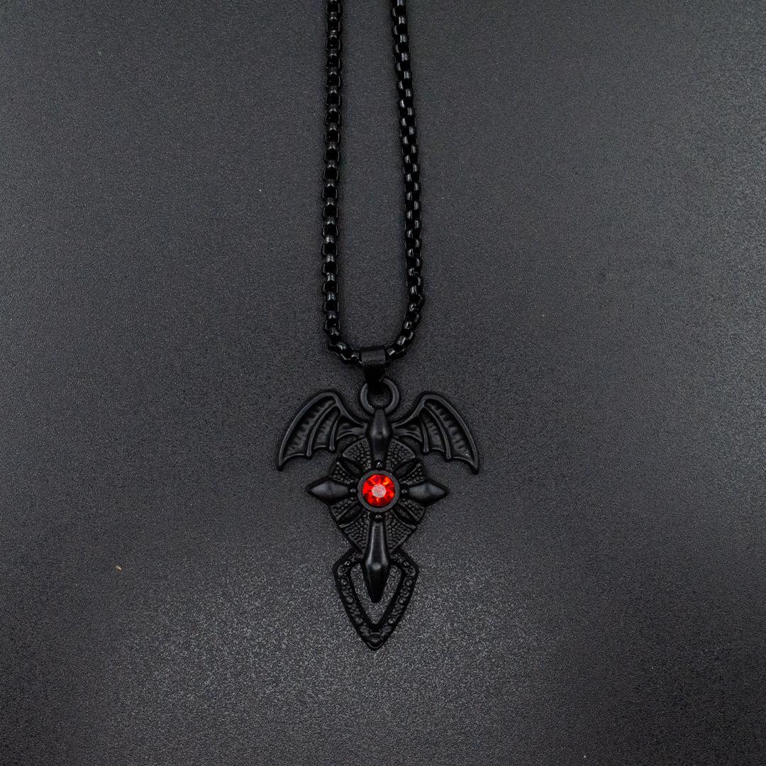 Gothic Bat Necklace with Cross Design  Vampire Necklace  Dark  Elegant Cross Necklace