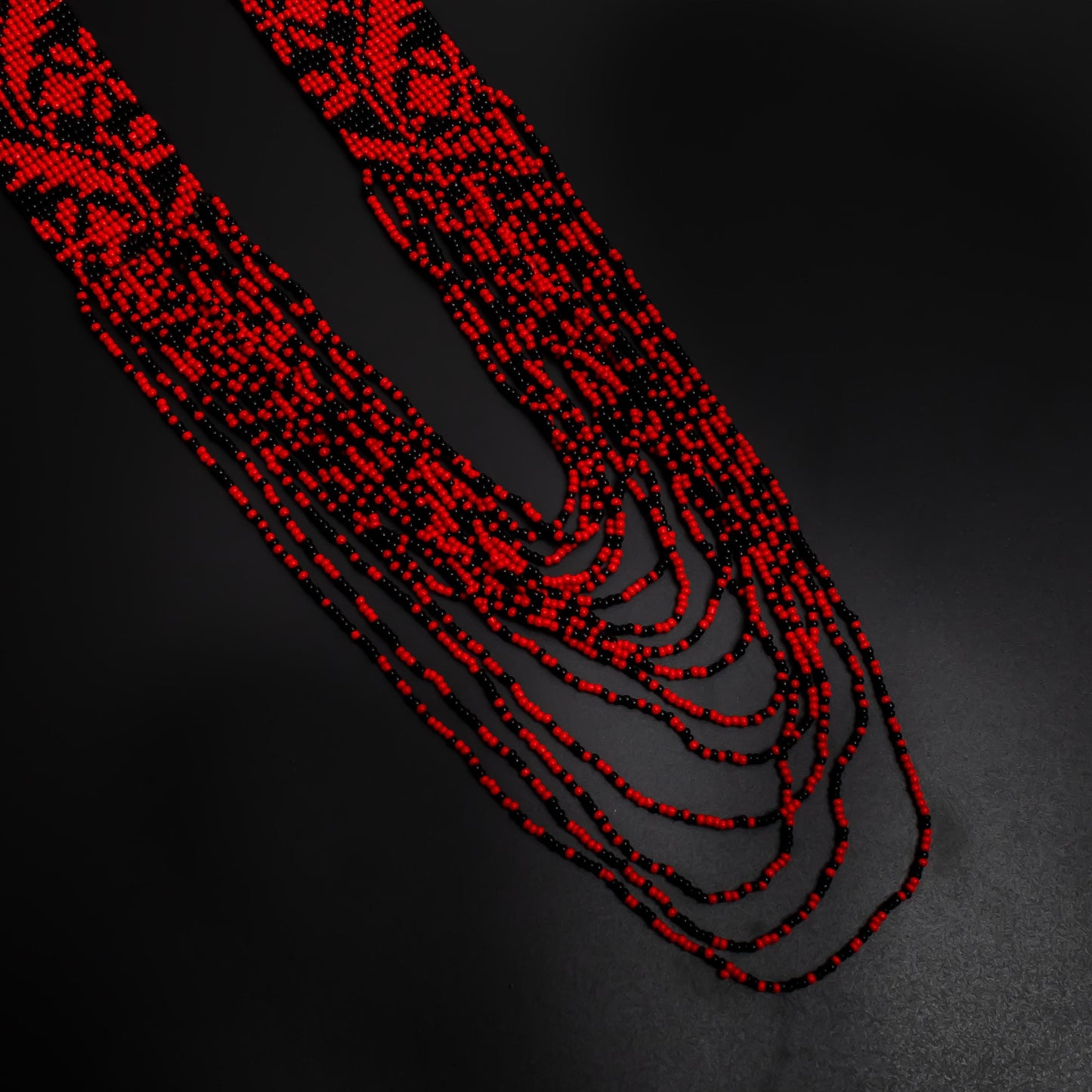 Red and Black Native American Seed Bead Jewelry Set  Hippie Statement Necklace