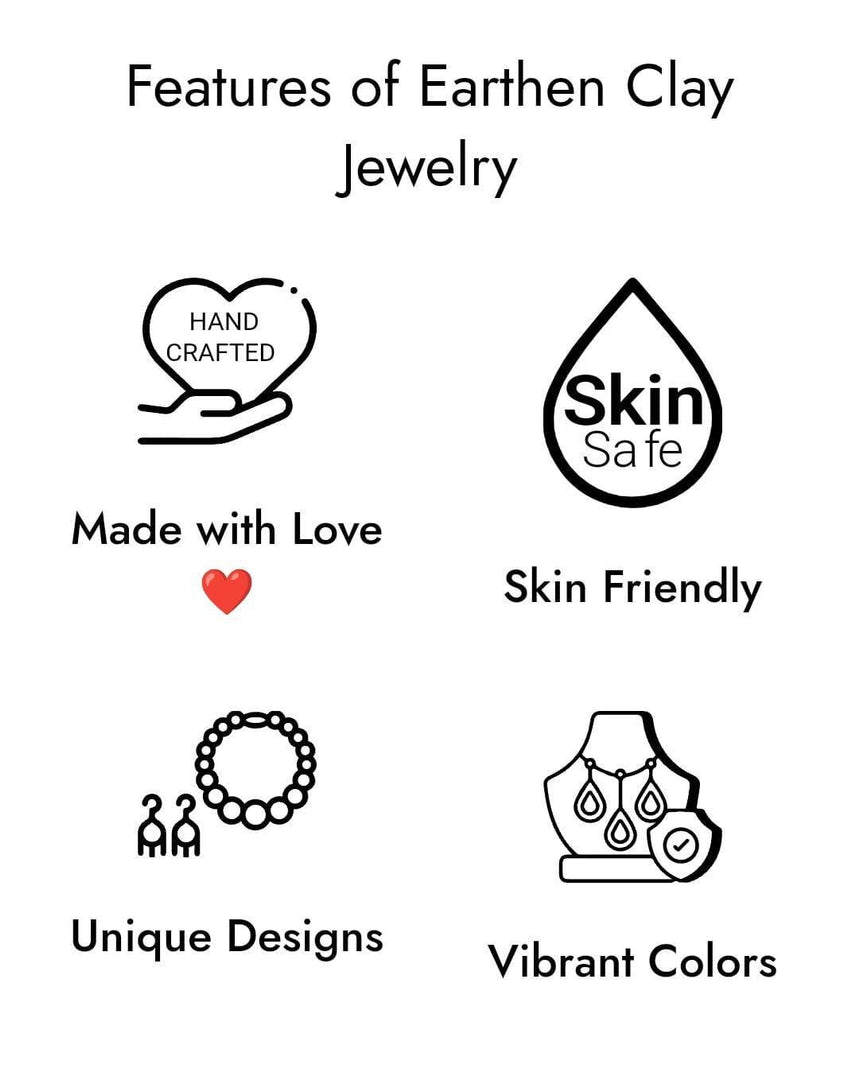 Red Terracotta Forget Me Not Flower Earrings  Adjustable Necklace  Unique Multicolor Jewelry