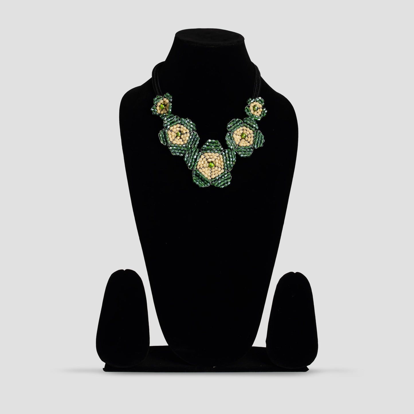 Handcrafted Forget-Me-Not Flower Beads Statement Necklace  Unique Gift for He