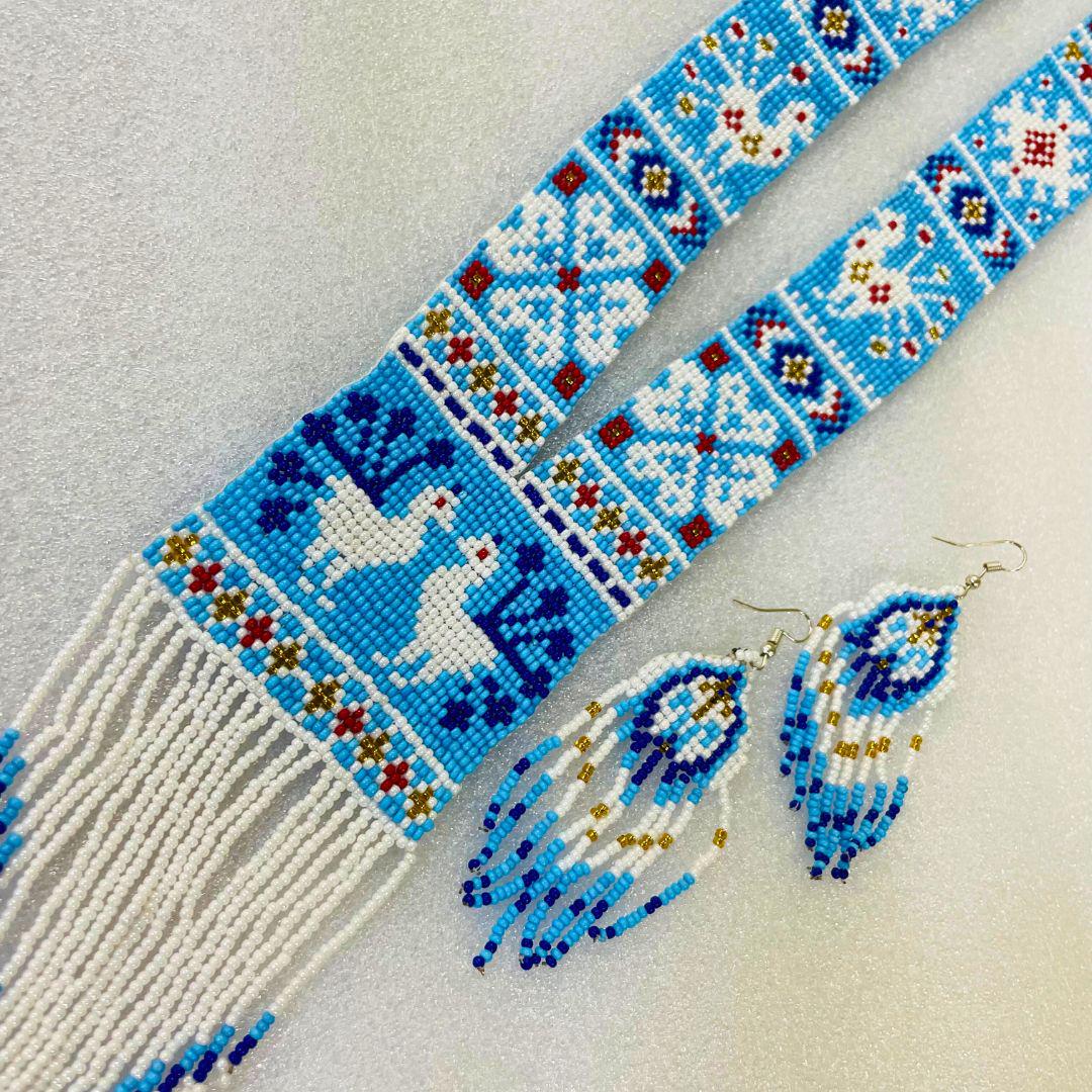 Blue Boho Bead Necklace For Women Blue Necklace And Earring Set Bridesmaid Earring Set Every Holiday Earring Set Wife Beach Gift For Friend